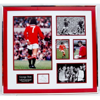 George Best Man United large signed genuine signature autograph display. COA UACC