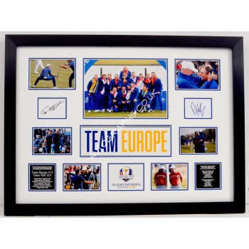 Molinari & Fleetwood golf Ryder Cup signed genuine signature autograph display. COA UACC