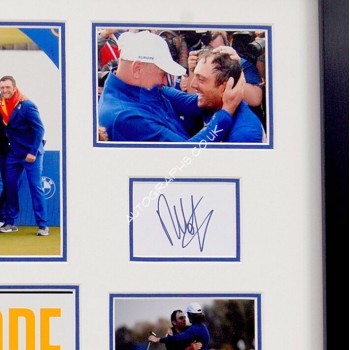 Molinari & Fleetwood golf Ryder Cup signed genuine signature autograph display. COA UACC Molinari & Fleetwood golf Ryder Cup signed genuine signature autograph display. COA UACC