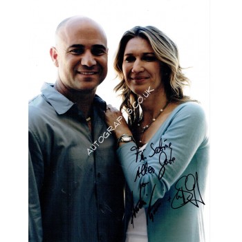 Andre Agassi and Steffi Graf signed authentic genuine signature. COA UACC