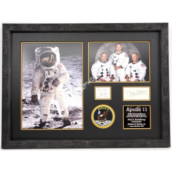 Apollo 11 Neil Armstrong Buzz Aldrin genuine authentic autograph signed display. COA UACC