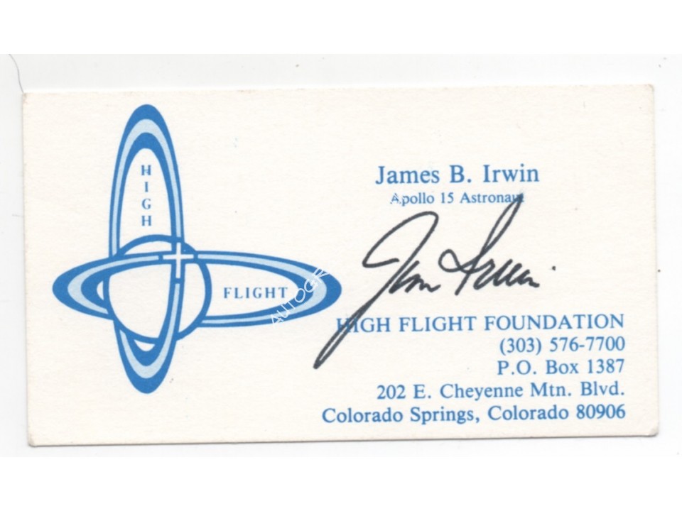 Jim James Irwin Apollo signed Genuine signature High Flight card. COA UACC
