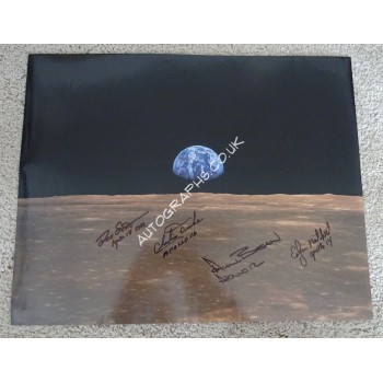 Apollo 12 14 15 16 authentic signed Genuine signature poster. COA UACC