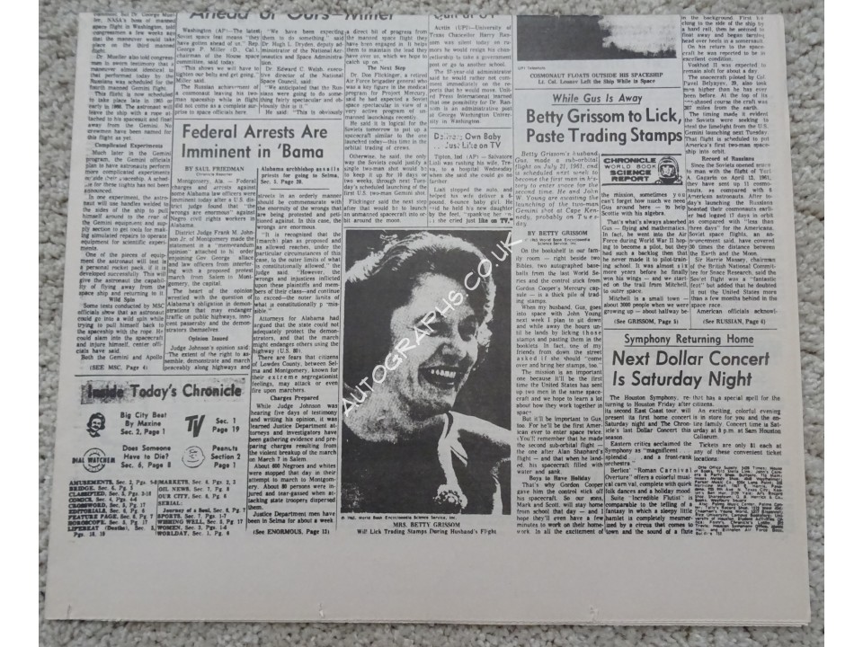 Alexei Leonov First Space Walk authentic signed Genuine signature newspaper. COA UACC Alexei Leonov First Space Walk authentic signed Genuine signature newspaper. COA UACC