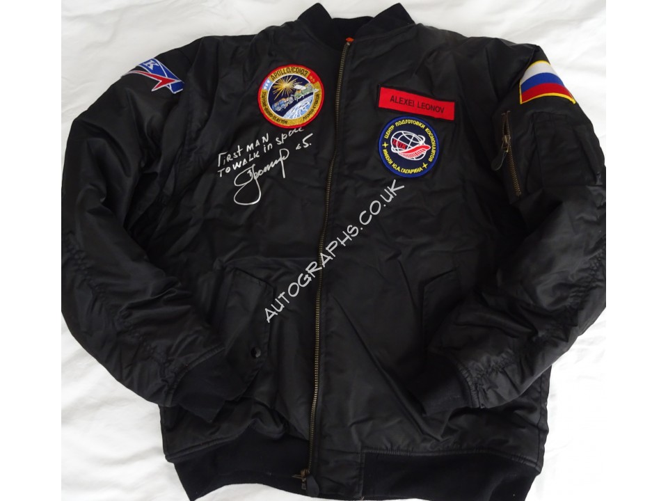 Alexei Leonov First Space Walk authentic signed Genuine signature flight jacket. COA UACC Alexei Leonov First Space Walk authentic signed Genuine signature flight jacket. COA UACC