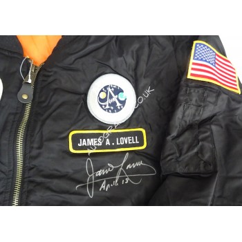 Jim James Lovell Apollo 13 authentic signed Genuine signature flight jacket. COA UACC Jim James Lovell Apollo 13 authentic signed Genuine signature flight jacket. COA UACC