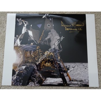 Alan Bean Apollo 12 space authentic autograph large signed photo. COA UACC