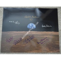 Alan Bean  Ed mitchell Apollo space authentic autograph large signed photo. COA UACC