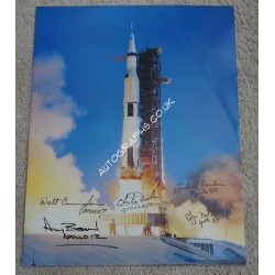 Alan Bean Charlie Duke Cunningham Apollo space authentic autograph signed photo. COA UACC