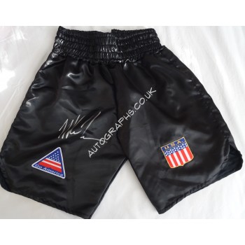 Mike Tyson boxing shorts trunks signed authentic genuine signature. COA UACC
