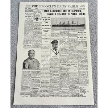 RMS Titanic Millvina Dean Repro newspaper page authentic genuine signed. COA UACC