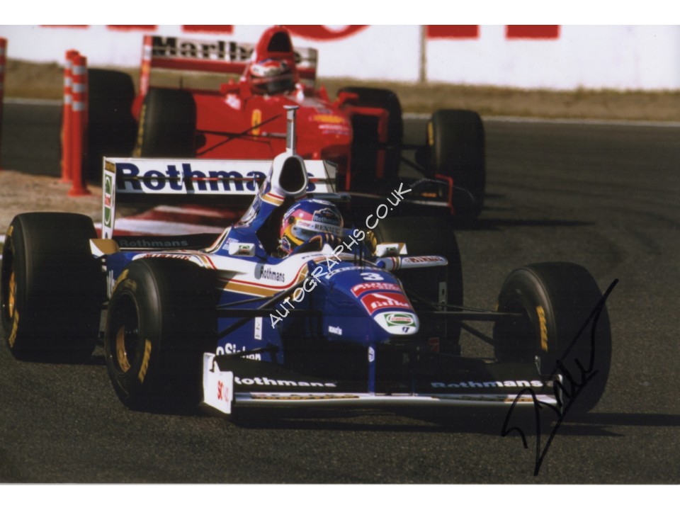 Jacques Villeneuve F1 Indy authentic genuine signed image. COA UACC