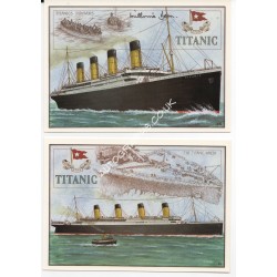 RMS Titanic authentic signed autograph postcards Survivor Millvina Dean. COA UACC