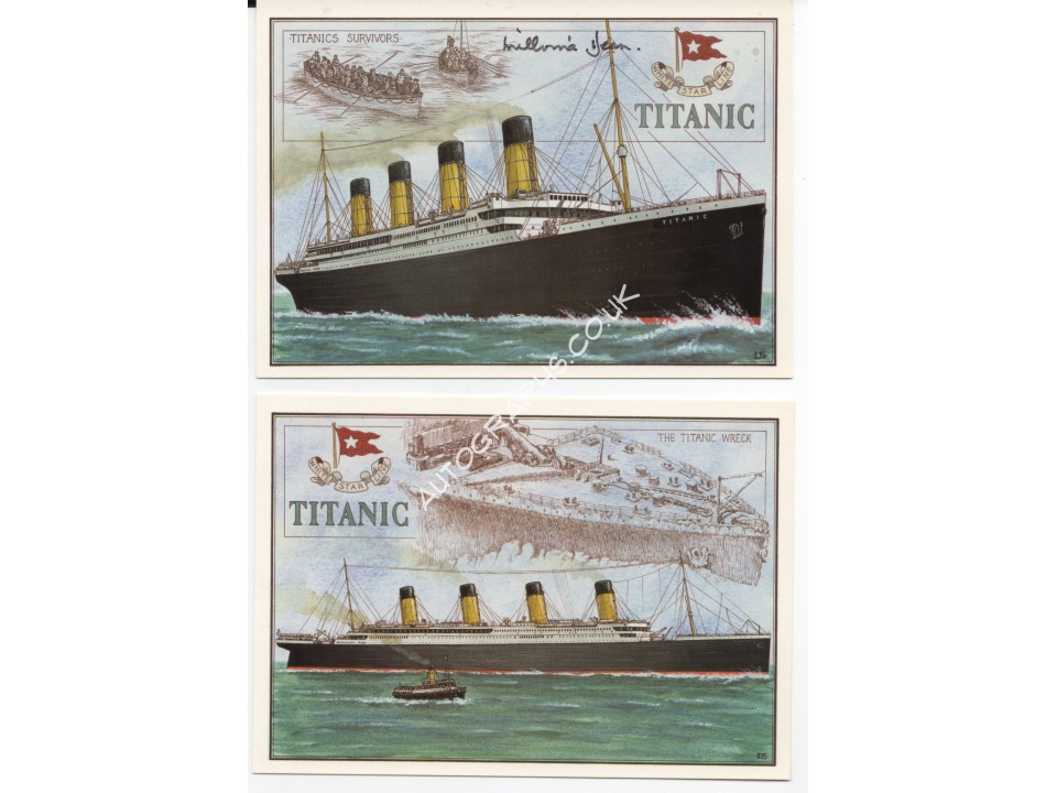 RMS Titanic authentic signed autograph postcards Survivor Millvina Dean. COA UACC