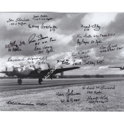 WW2 Halifax crew multi signed genuine autograph authentic photo. COA UACC