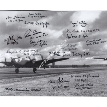 WW2 Halifax crew multi signed genuine autograph authentic photo. COA UACC