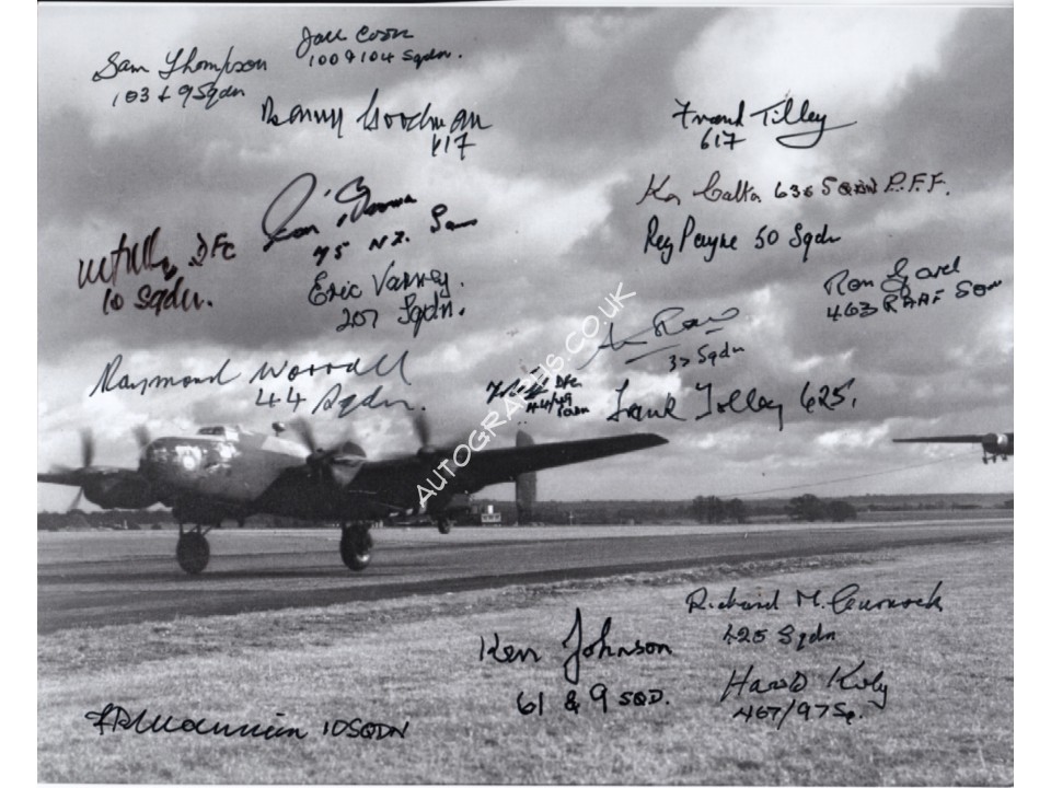 WW2 Halifax crew multi signed genuine autograph authentic photo. COA UACC