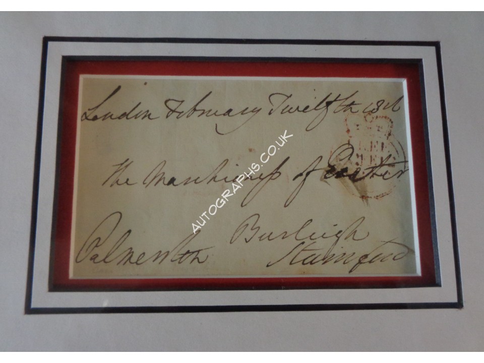 Lord Palmerston Prime Minister genuine authentic signed Free Front photo display. COA UACC Lord Palmerston Prime Minister genuine authentic signed Free Front photo display. COA UACC