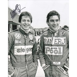Martin Brundle with Ayrton Senna authentic genuine signed autograph photo. COA UACC