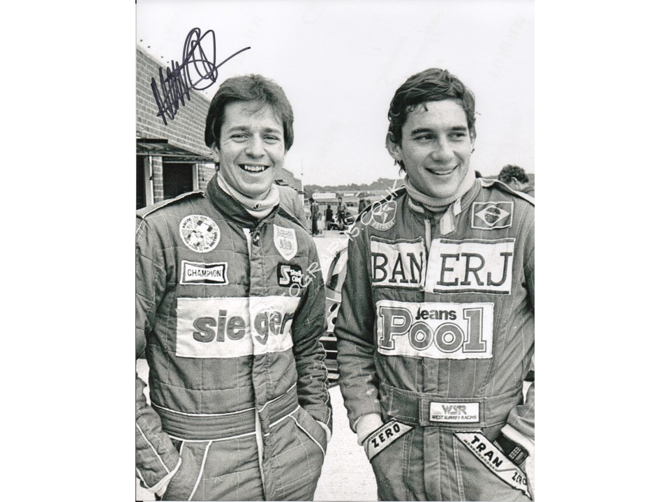 Martin Brundle with Ayrton Senna authentic genuine signed autograph photo. COA UACC