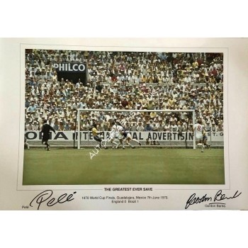 Pele Gordon Banks Brazil football genuine authentic autograph signed photo. COA UACC