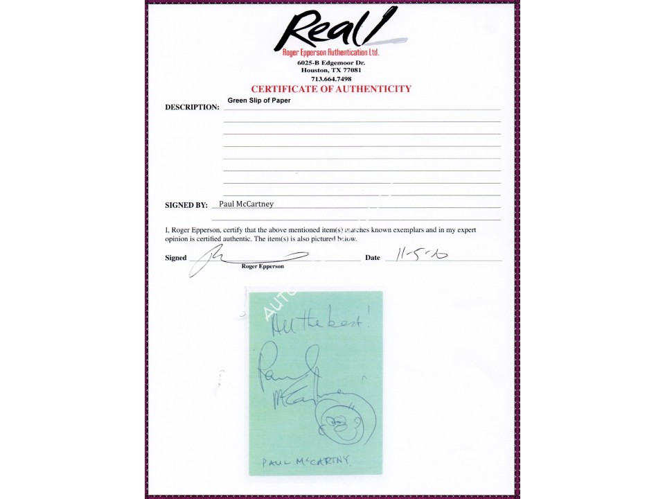 Paul McCartney smiley doodle signed genuine authentic signature. COA UACC Paul McCartney smiley doodle signed genuine authentic signature. COA UACC