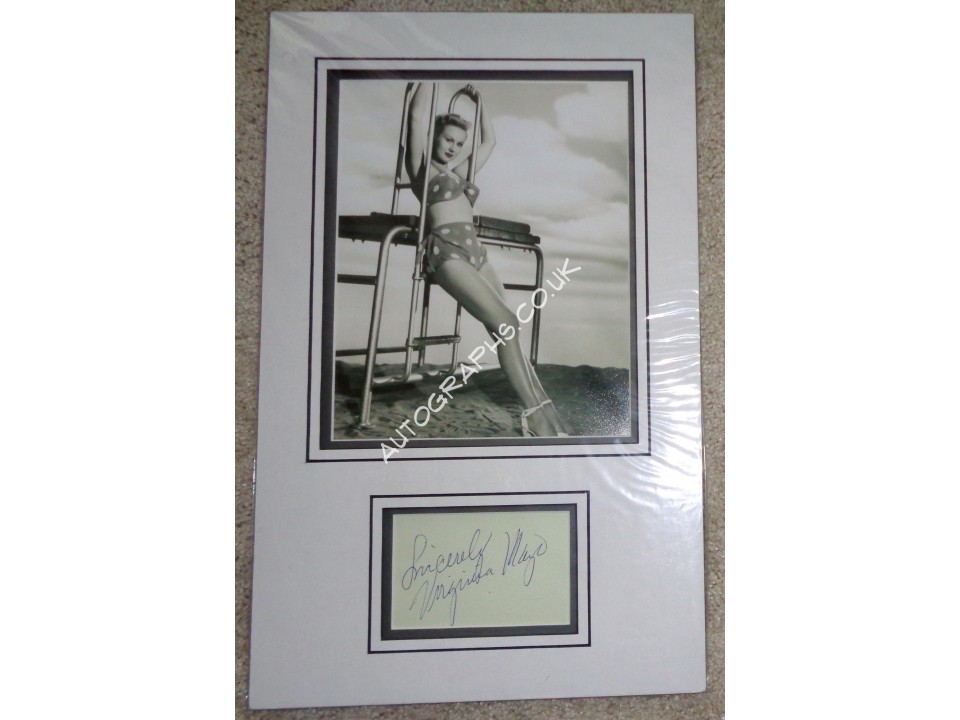 Virginia Mayo genuine authentic signed autograph signature display. COA UACC