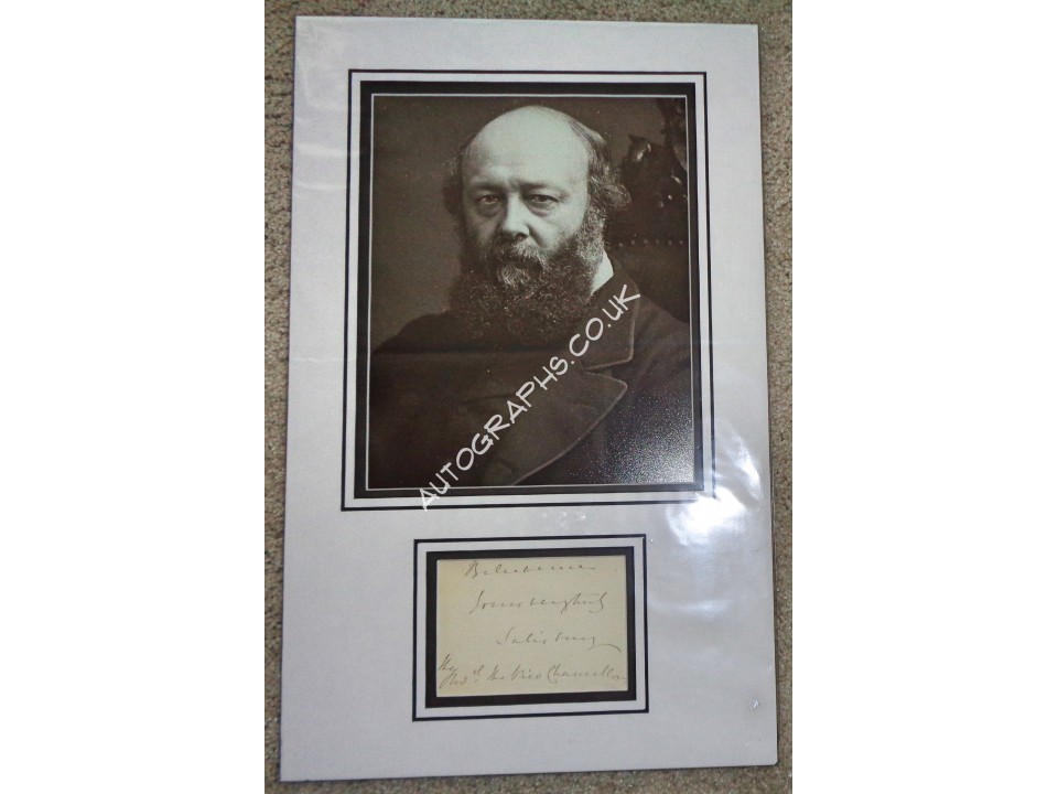 Lord Salisbury PM genuine signed autograph signature display.. COA UACC