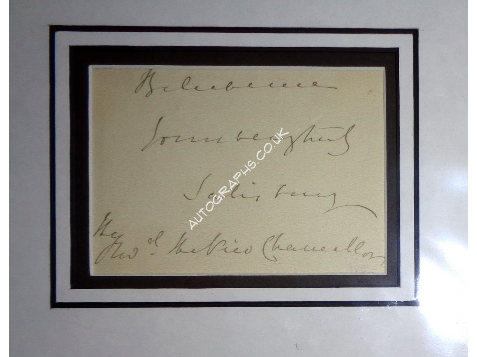 Lord Salisbury PM genuine signed autograph signature display.. COA UACC