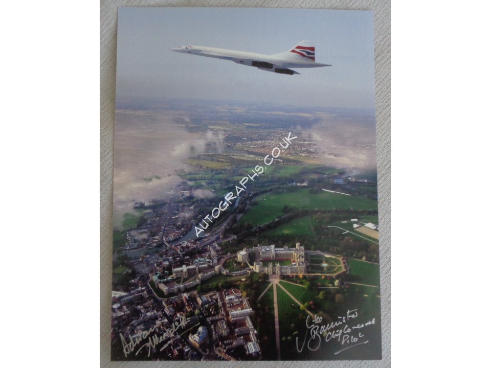 Concorde Mike Bannister Adrian Meredith authentic signed autograph photo. COA UACC