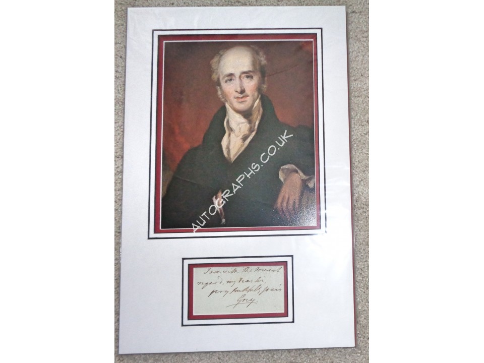 Earl Charles Grey PM politics rare signed authentic genuine signature Note. COA UACC