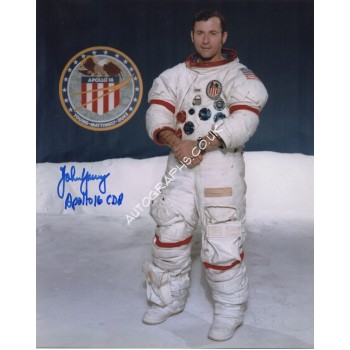 Apollo 16 John Young authentic signed genuine autograph signature photo. COA UACC