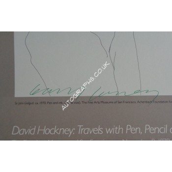 David Hockney John Gielgud original authentic signed genuine litho poster. COA UACC David Hockney John Gielgud original authentic signed genuine litho poster. COA UACC