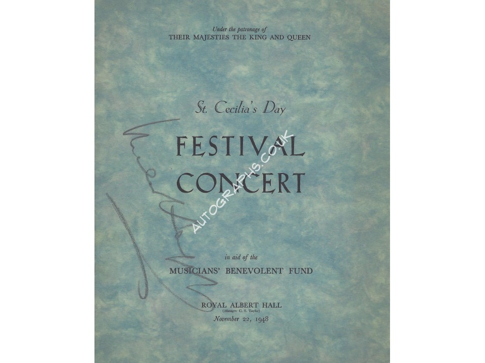 Sir Malcolm Sargent Signed 1948 Concert Programme. COA UACC
