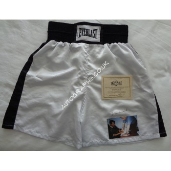 Muhammad Ali Boxing signed authentic signature autograph trunks photo +. COA UACC