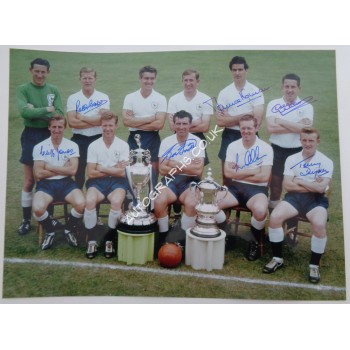 Tottenham Spurs 1961 Cup team genuine authentic autograph signed photo. COA UACC