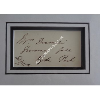 Benjamin Disraeli PM genuine authentic signed autograph display 2. COA UACC