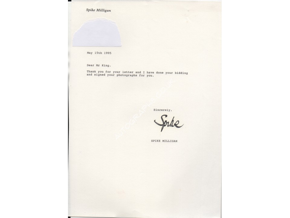Spike Milligan comedy authentic signed genuine signature autograph. COA UACC