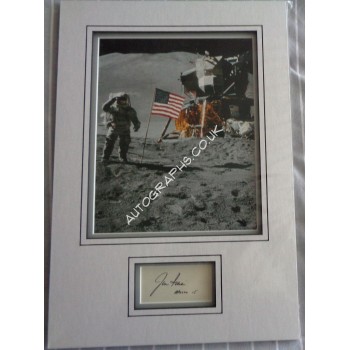 Jim James Irwin Apollo signed genuine signature autograph display. COA UACC