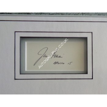 Jim James Irwin Apollo signed genuine signature autograph display. COA UACC