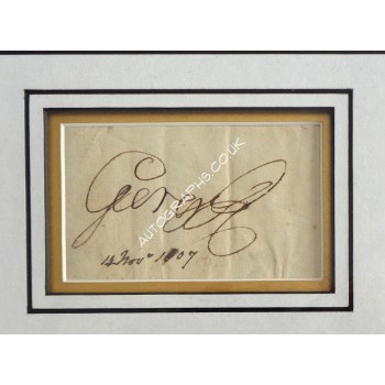 King George III signed authentic signature photo display. COA UACC King George III signed authentic signature photo display. COA UACC