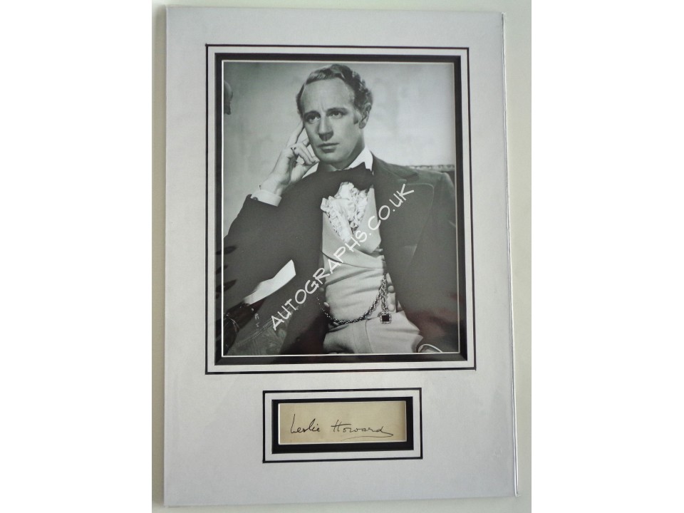 Leslie Howard GWTW signed authentic autograph photo display. COA UACC