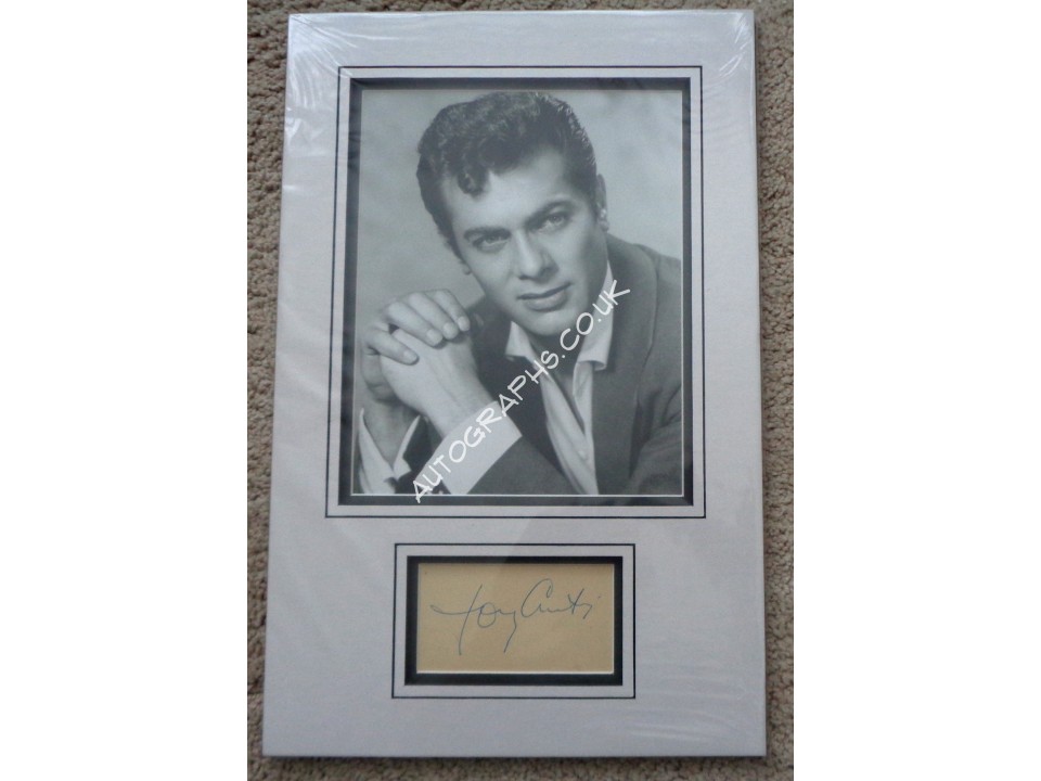 Tony Curtis signed authentic genuine autograph photo display. COA UACC Tony Curtis signed authentic genuine autograph photo display. COA UACC
