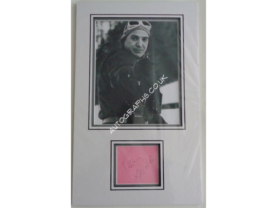 Telly Savalas James Bond authentic signed autograph page display. COA UACC
