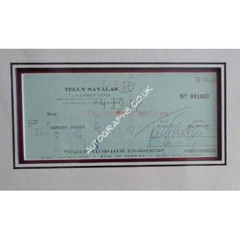 Telly Savalas James Bond authentic signed autograph cheque display. COA UACC Telly Savalas James Bond authentic signed autograph cheque display. COA UACC