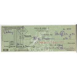 Cecil B DeMille director signed authentic genuine autograph cheque. COA UACC