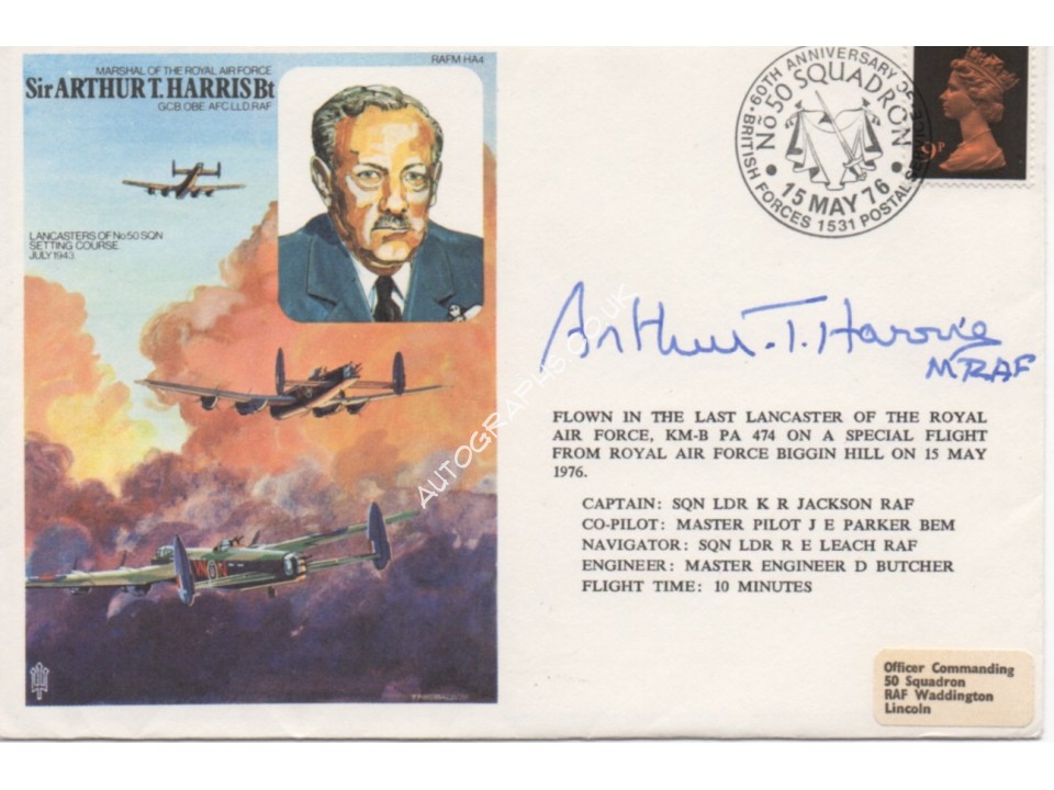 Arthur Harris Bomber WW2  signed authentic genuine cover. COA UACC
