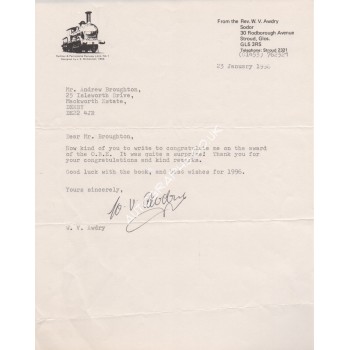 Rev W V Awdry Thomas the Tank genuine signed authentic signature letter. COA UACC