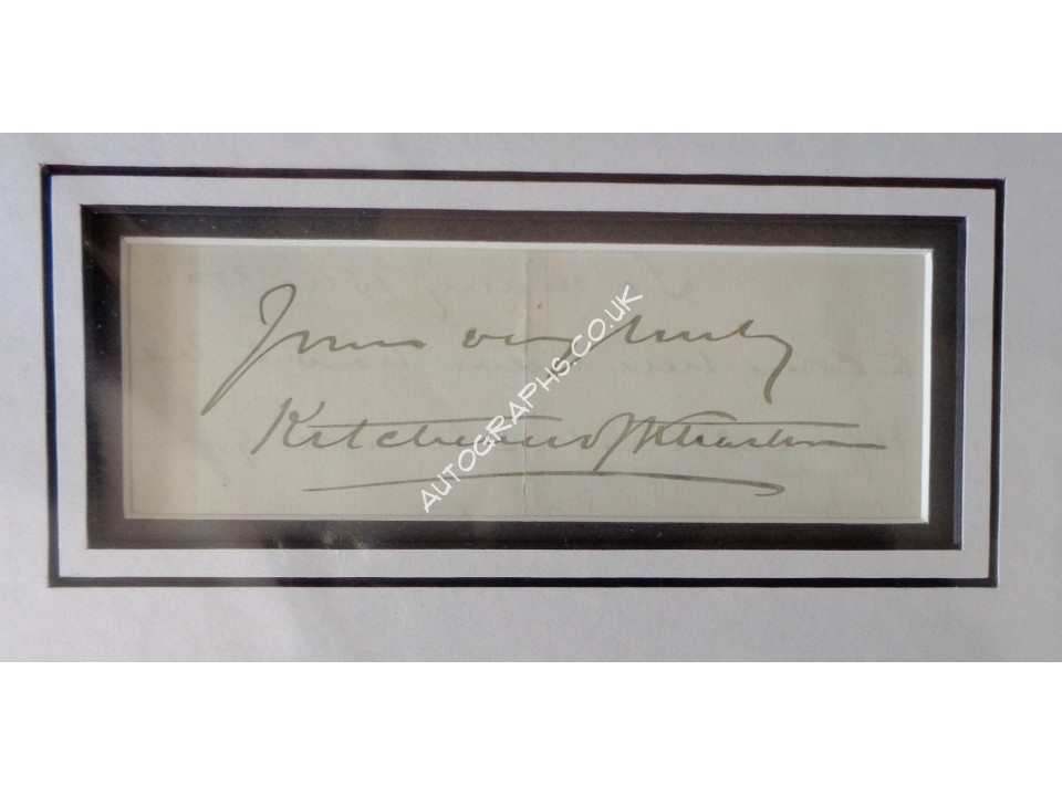 Lord Kitchener Kharthoum signed authentic genuine signature autograph display. COA UACC