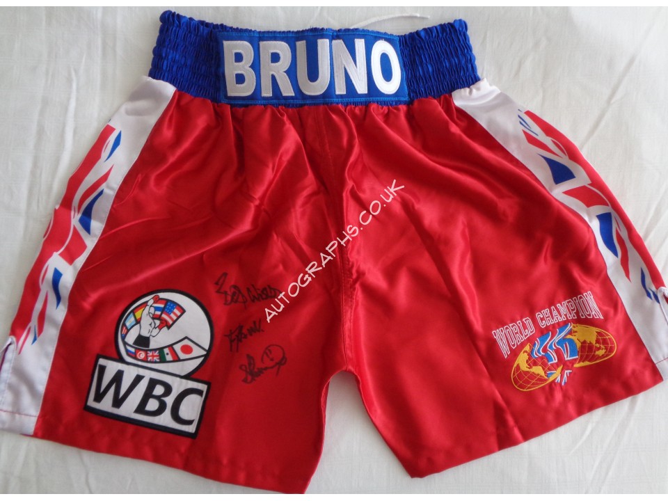 Frank Bruno boxing signed authentic signature autograph shorts. COA UACC Frank Bruno boxing signed authentic signature autograph shorts. COA UACC